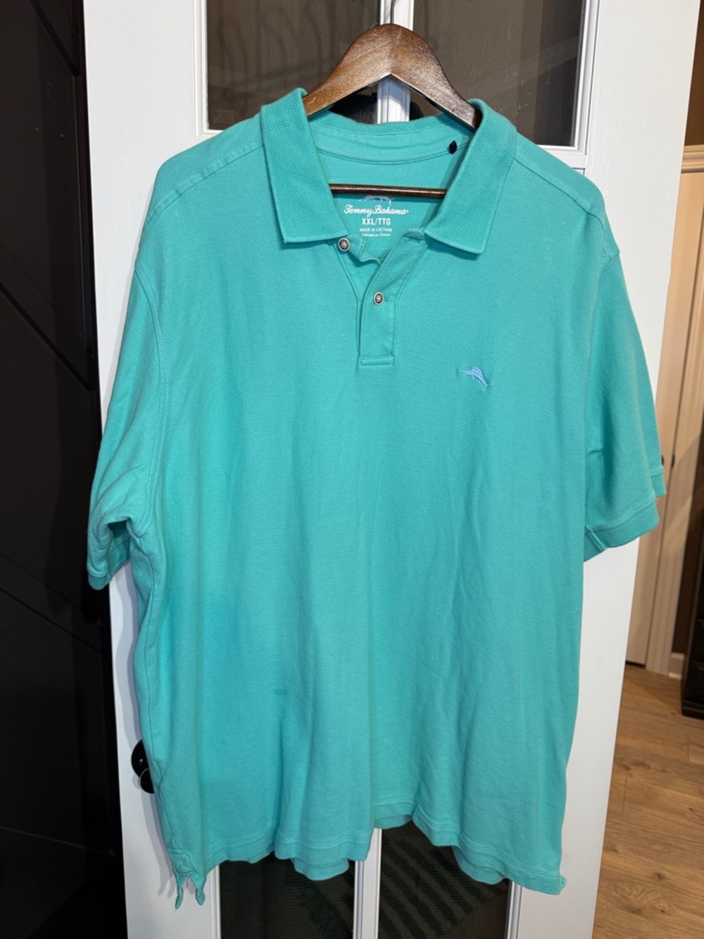 TOMMY BAHAMA Aqua Green 100% Pique Cotton Short Sleeve Polo Size XXL